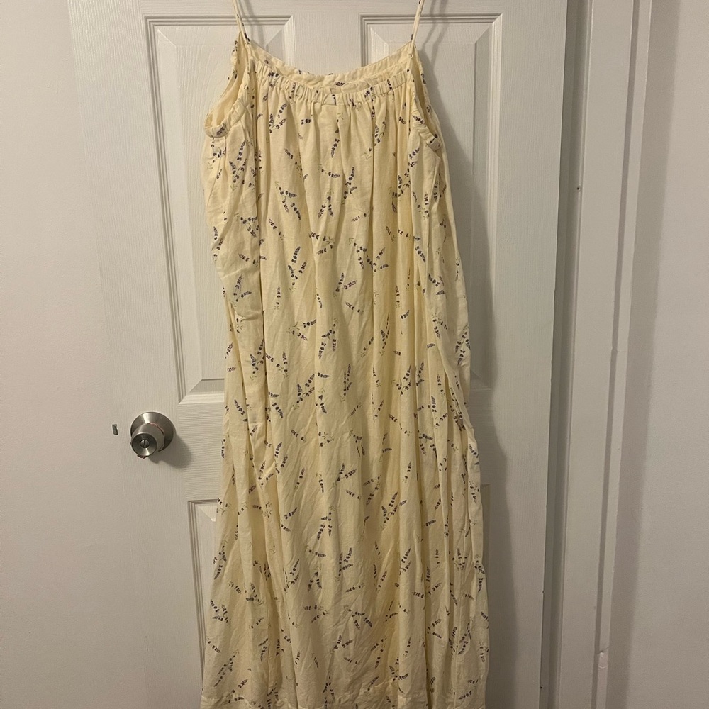 H&M Linen Light Yellow Floral Maxi Dress